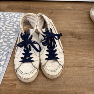Golden Goose White and Blue Sneakers